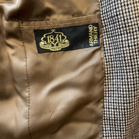 Vintage Armand Thiery tweed sports jacket with elbow patches made in France - Picture 5 of 12